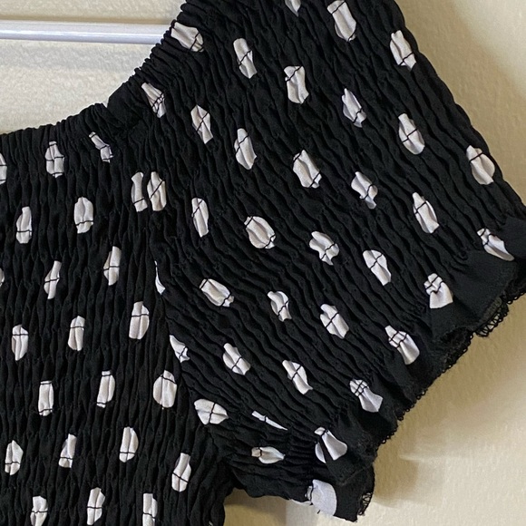 Black Polka Dot Off-Shoulder summer maxi Dress  side slits  XL New without tags - Picture 5 of 10